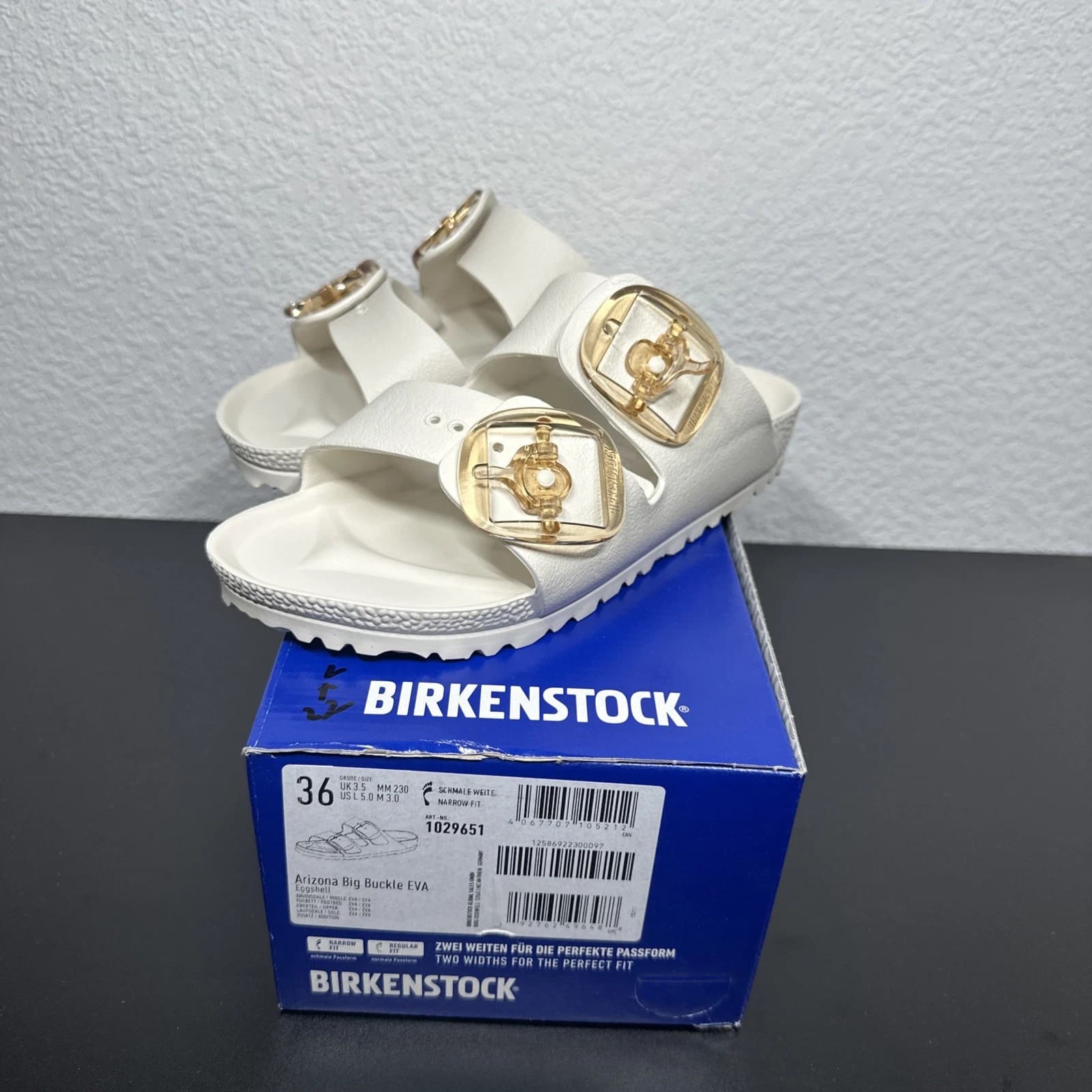 Birkenstock Arizona Big Buckle EVA Eggshell Damen Sandalen Gr. 36 Schmale Weite