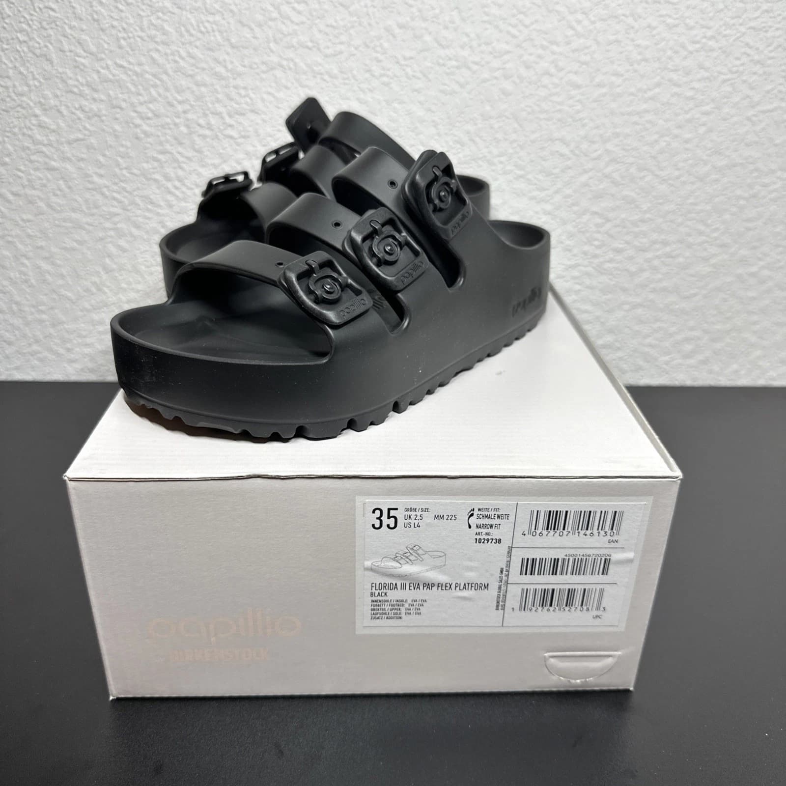 Birkenstock Papillio Florida Platform EVA Schwarz Sandale Gr. 35 Schmale Weite